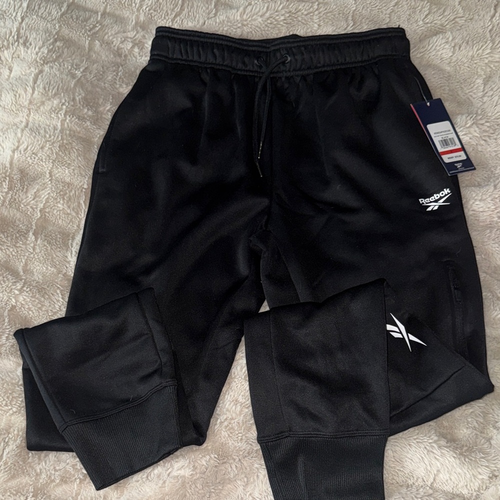 Reebok Black Track Joggers with White Logos